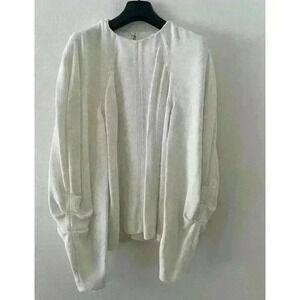VICTORIA BECKHAM IVORY CREPE LONG VOLUMINOUS SLEEVE BLOUSE US SIZE 2